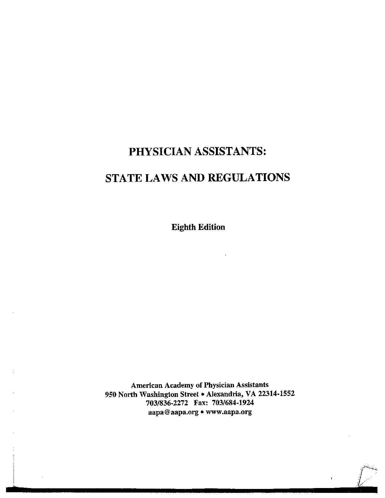 Leyes y reglamentos estatales de Pensilvania, 8.ª edición