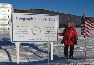PA Cliff Leonard standing at the geographic South Pole