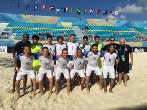 Andy Hylton with the men's U.S. Beach Soccer National Team