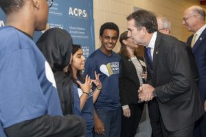VA Governor Ralph Northam greeting Governor’s Health Sciences Academy Students