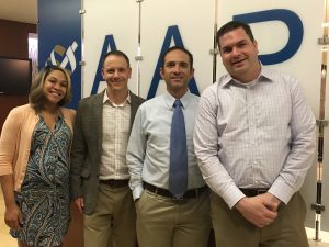 COOA’s Keisha Pitts, Jon Monti, Society of PAs in Clinical Ultrasound, Chris Davis, PAs in Radiology, and COOA’s Brian Dautch at AAPA headquarters