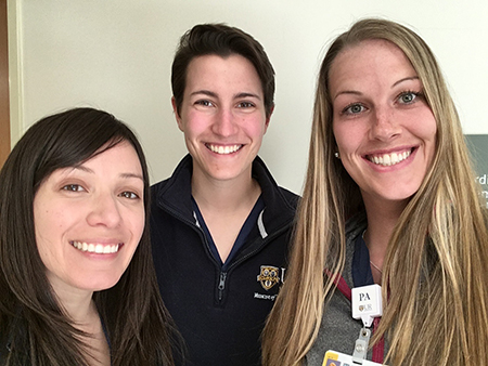 Sandra Gutierrez, Glenna Regan, and Paige Kuebler smiling