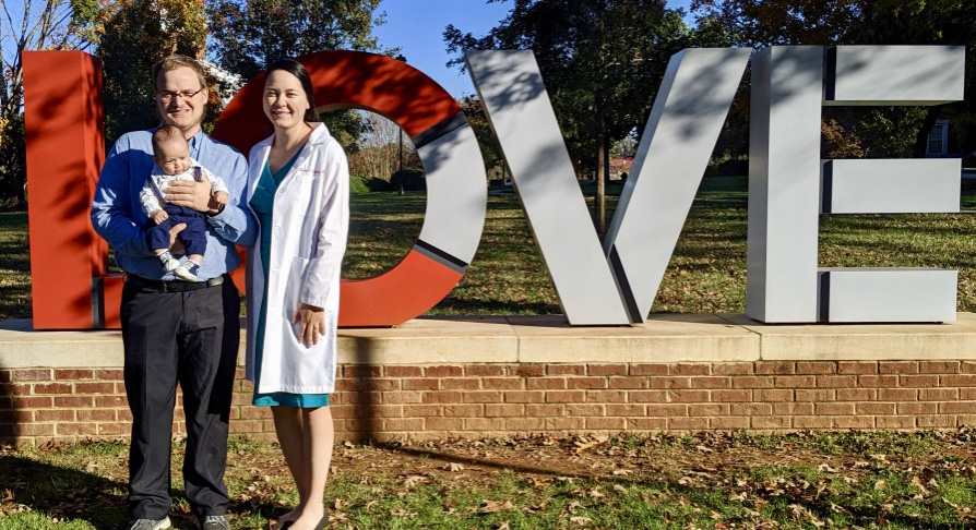 Binayah Jernigan and her family at the University of Lynchburg campus
