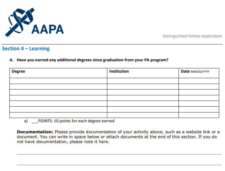 Screenshot of the Distinguished Fellow application