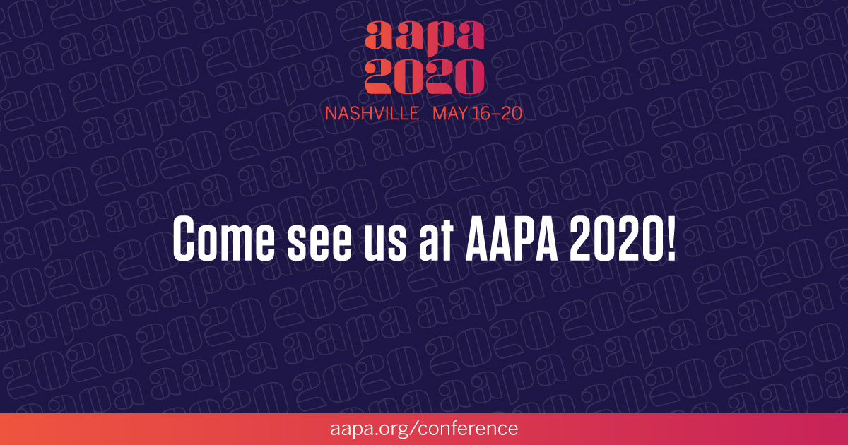 'Come see us at AAPA 2020!' sized for Facebook