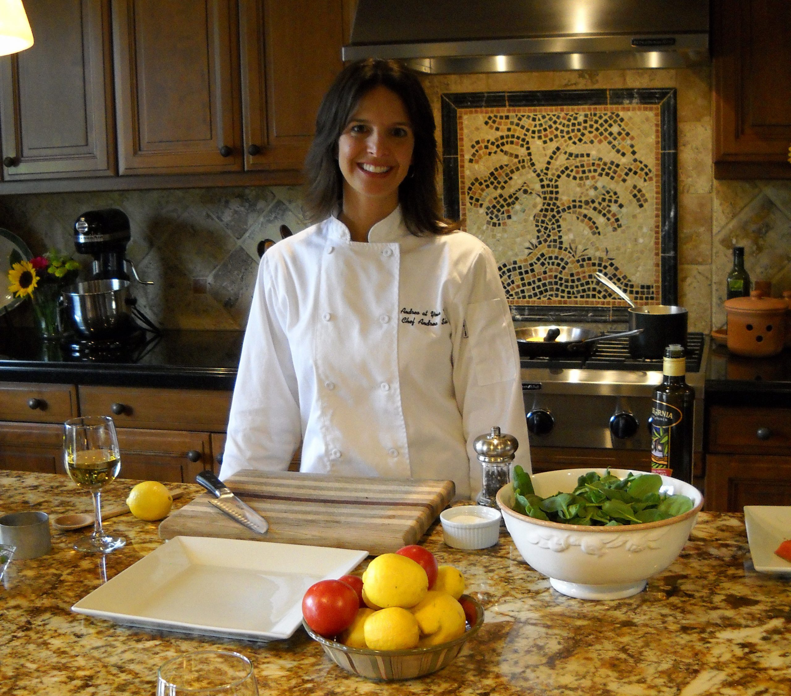 Andrea Atcheson in the kitchen, preparing food