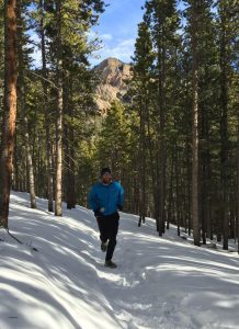 David Braun running in the snow