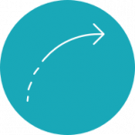 Círculo azul TCI con icono de flecha en ángulo