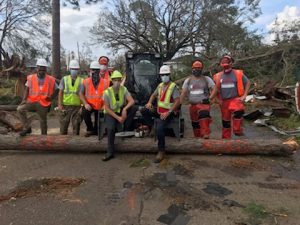 Team Rubicon members clearing a street