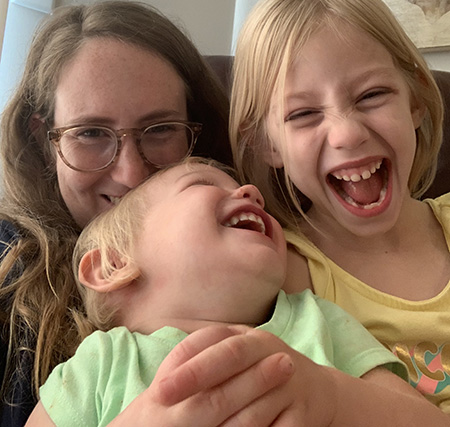 Rebecca Mortensen, PA-S, with daughters Abby and Lydia