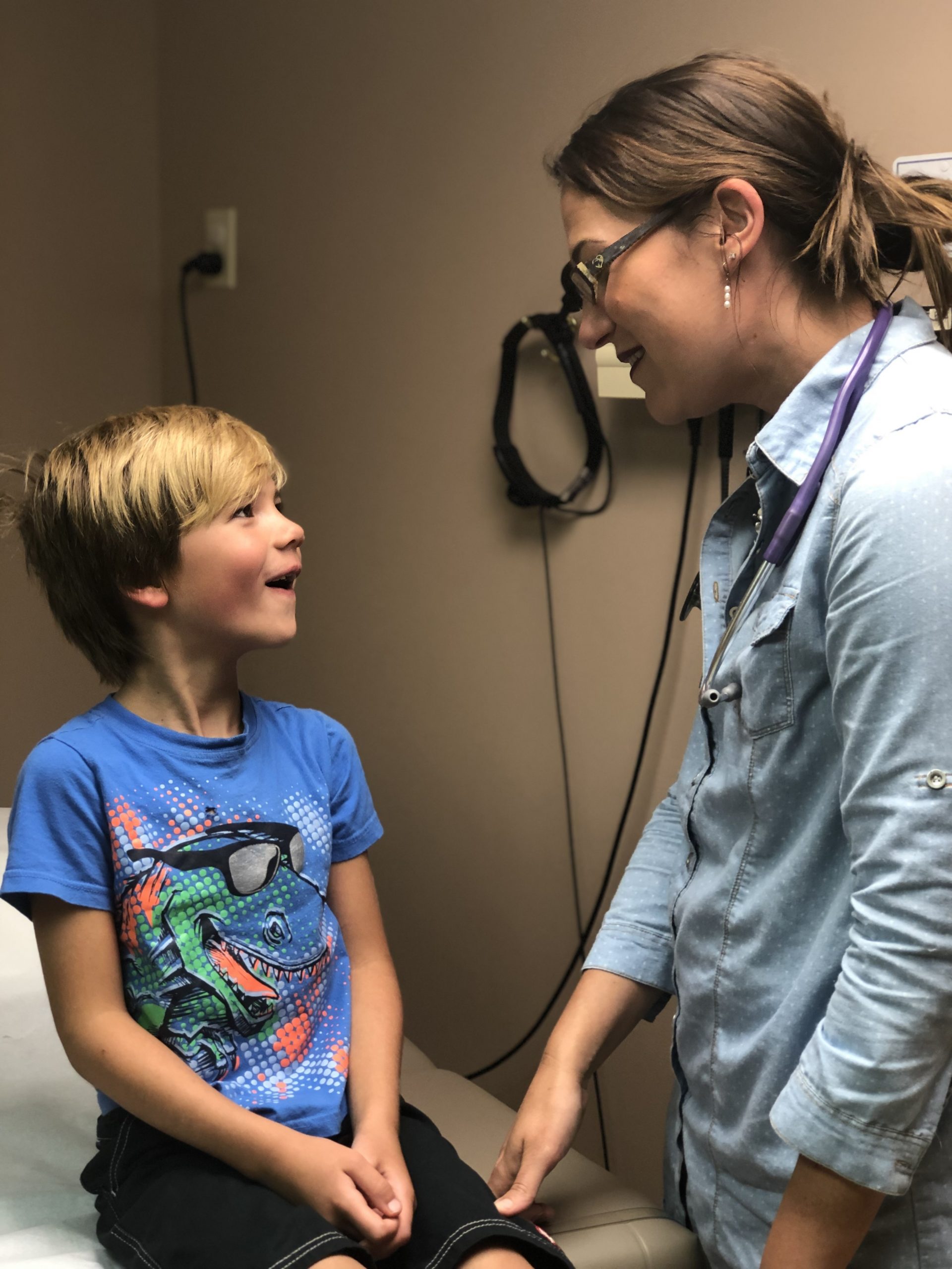 Sarah McQueen with a patient