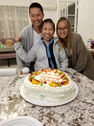 Karlina Nguyen with her mother and brother